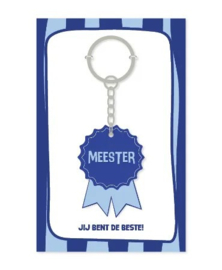 Sleutelhanger | Meester jij bent de beste! | Blauw