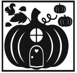 Raamsticker | Pompoenhuis kabouterdorp