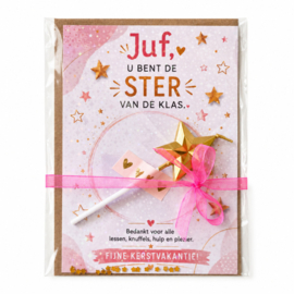 Kerstcadeautje Juf | Ster van de Klas met Gouden Sterkaars