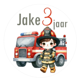 Traktatiesticker | Brandweer | Met naam 