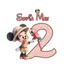 Minnie Mouse traktatiesticker met naam | Safari