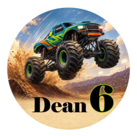Monstertruck traktatiesticker met naam