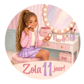 Make-up traktatiesticker met naam | Beauty meisje