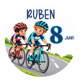 Wielrennen traktatiesticker met naam