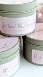 Geurkaars in blik | Bedankt lieve juf! | Jij bent GOUD waard!