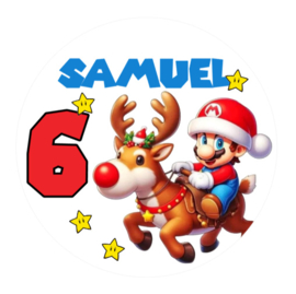 Mario kerst traktatiesticker met naam