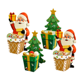 Kerst traktatiedoosjes met kerstman en kerstboom