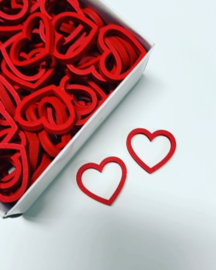 Houten hartjes | Rood | 10 stuks