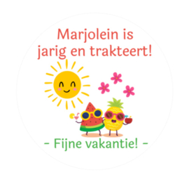 Afscheid traktatiesticker met naam | Fijne vakantie