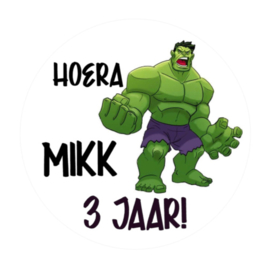 Hulk traktatiesticker met naam