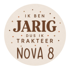 verjaardagsticker met naam en leeftijd | Ik ben jarig dus ik trakteer