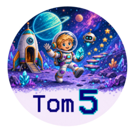 Astronaut traktatiesticker met naam | Pixel game