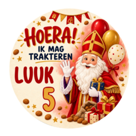 Sinterklaas traktatiesticker met naam | Ik mag trakteren