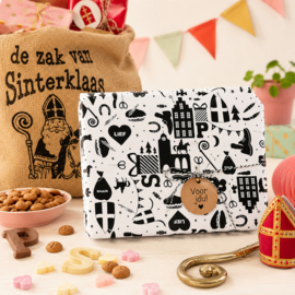Rol inpakpapier | Sint Zwart-wit | 3 meter