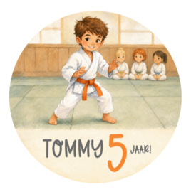 Judo traktatiesticker met naam | Jongen