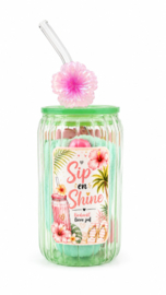 Glazen drinkbeker juf | Sip en Shine cadeau