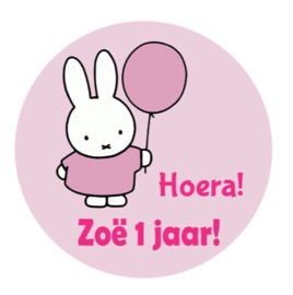 Konijn traktatiesticker met naam | Roze