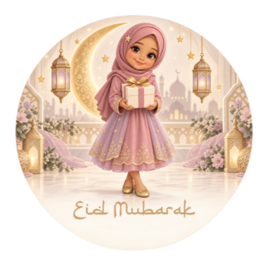 Eid Mubarak traktatiesticker meisje