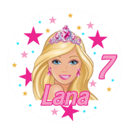 Barbie traktatiesticker met naam