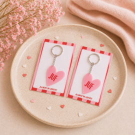 Sleutelhanger | Juf jij bent de liefste! ♥ | Roze