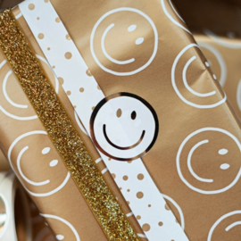 Rol inpakpapier | Smiley goud | 3 meter