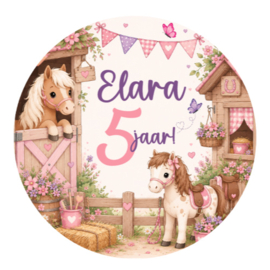 Pony traktatiesticker met naam en leeftijd | Ponyboerderij