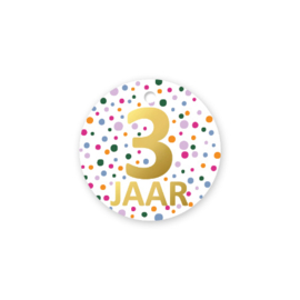 Cadeau en traktatielabel | 3 jaar | Rond