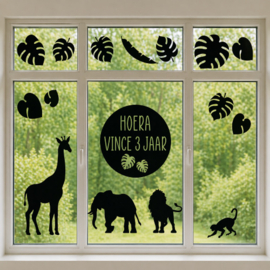 Herbruikbare Raamsticker | Verjaardag Jungle