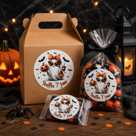 Halloween spookje | Traktatiesticker met naam