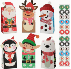 Papieren traktatiezakken | Kerst thema 6 varianten