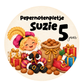 Pepernotenpietje traktatiesticker met naam