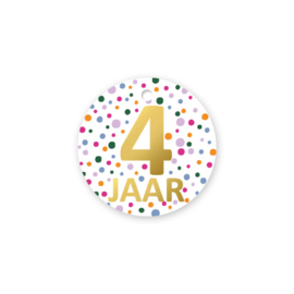 Cadeau en traktatielabel | 4 jaar | Rond