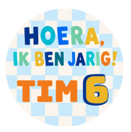 Verjaardagsticker voor jongens met naam | Blauwe blokken