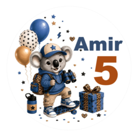 Koala traktatiesticker met naam en leeftijd – Birthday Besties Ollie