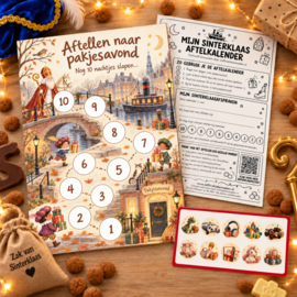 Sinterklaas aftelkalender aquarel | 10 nachtjes tot pakjesavond