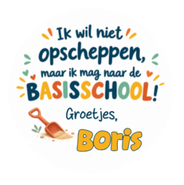 Basisschool traktatiesticker met naam | Ik wil niet opscheppen