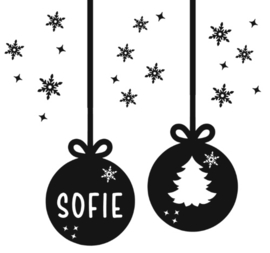 Herbruikbare Raamstickers | Kerstballen | Met naam