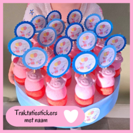 Traktatie stickers met naam en leeftijd, verjaardag stickers in meer dan 100 soorten