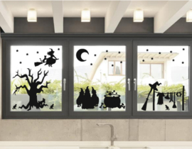 Herbruikbare Raamsticker | Halloween heksen