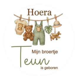 Traktatie stickers met naam | Broertje | Waslijn