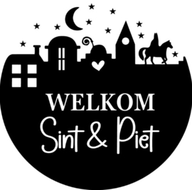 Herbruikbare Raamstickers | Welkom Sint & Piet rond