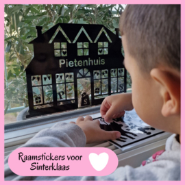 Raamstickers Sinterklaas herbruikbaar in zwart en wit