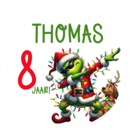 Grinch Kerst traktatiesticker met naam