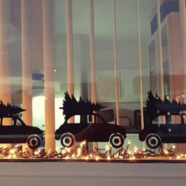 Herbruikbare Raamsticker | Auto met kerstboom