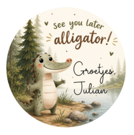 Alligator traktatiesticker met naam | See you later alligator