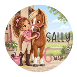Pony verzorgen traktatiesticker met naam