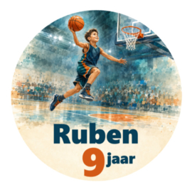 Basketbal traktatiesticker met naam | Jongen