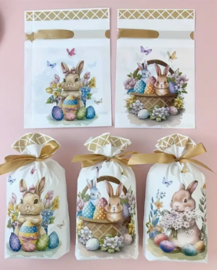 Luxe cellofaanzakjes | Met satijnlint | Pasen | 15 x 23 cm