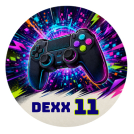 Gamecontroller traktatiesticker met naam | Neon