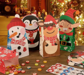 Papieren traktatiezakken | Kerst thema 6 varianten